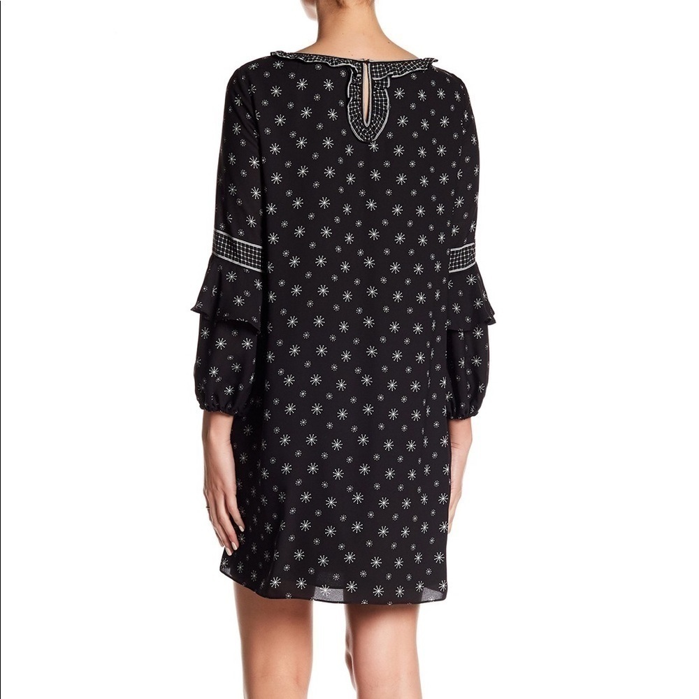 Max Studio Ruffle Keyhole Crepe Shift Dress Small - Picture 2 of 5
